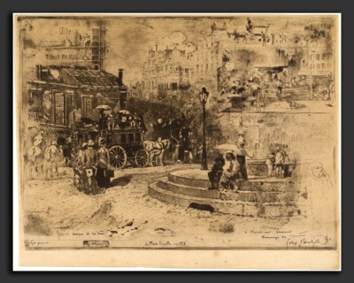 Félix-Hilaire Buhot, La Place Pigalle en 1878 (Place Pigalle in 1878), French, 1847 - 1898, 1878,