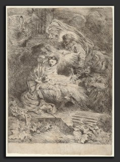 Giovanni Benedetto Castiglione, The Nativity with God the Father and the Holy Spirit, Italian, 1609