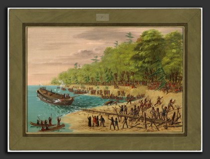 George Catlin, Launching of the Griffin.  July 1679, American, 1796 - 1872, 1847-1848, oil on