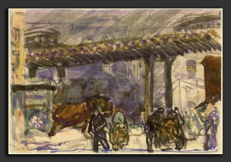 George Bellows, A Winter Day - Under the Elevated near Brooklyn Bridge, American, 1882 - 1925, c.