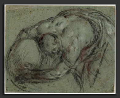 Leandro Bassano (Italian, 1557 - 1622), A Man Bending over to Pick up a Bundle, c. 1592, charcoal,