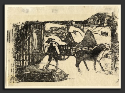 Paul Gauguin (French, 1848 - 1903), The Ox Cart (Le char a boeufs), in or after 1895, woodcut on