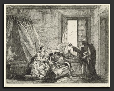 Giovanni Domenico Tiepolo (Italian, 1727 - 1804), Joseph Relays to Mary God's Command to Flee,