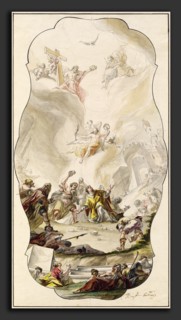 Johann Georg Dieffenbrunner (German, 1718 - 1785), The Stoning of Saint Stephen, 1754, pen and gray