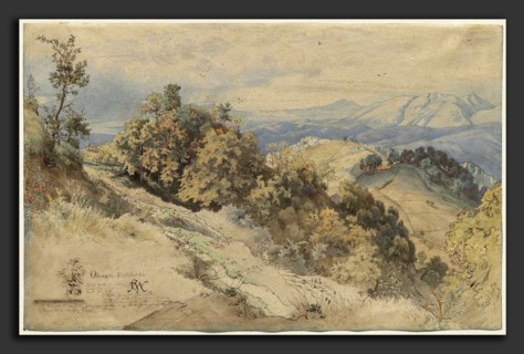 Carl Wilhelm MÃ¼ller (German, 1839 - 1904), Sun and Rain in the Serpentara near Olevano, 1869, pen