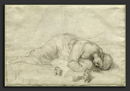 Johann Evangelist Scheffer von Leonhardshoff (German, 1795 - 1822), Saint Cecilia, 1821, graphite