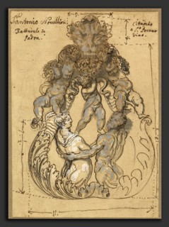 Italian 17th or 18th Century, Doorknocker with Triton, Nereid, and Putti, late 17th or early 18th
