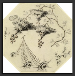 Jean-Baptiste Pillement, Pagoda Flowers and Roses, French, 1728 - 1808, black and red chalk on laid
