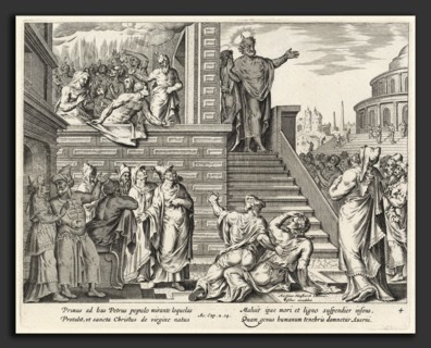 Philip Galle after Maerten van Heemskerck, Saint Peter Speaks to the People about Christ, Flemish,