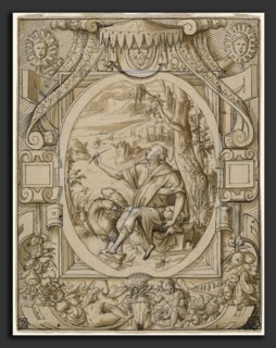 Geoffroy DumoÃ»tier, Saint John on Patmos, French, active c. 1535 - 1573, c. 1547, pen and black