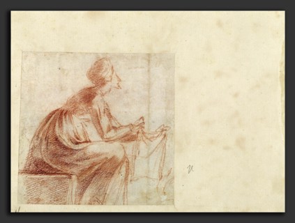Polidoro da Caravaggio, Woman Seated with a Piece of Cloth, Italian, c. 1499 - probably 1543, c.