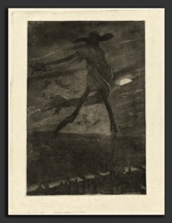 Félicien Rops, Satan Sowing Tare (Satan semant l'ivraie), Belgian, 1833 - 1898, aquatint and