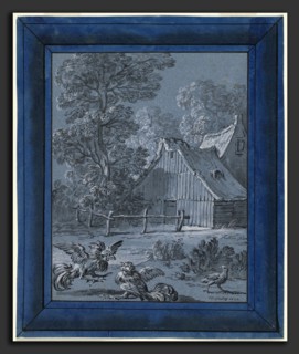 Jean-Baptiste Oudry, The Partridge and the Cocks, French, 1686 - 1755, 1732, brush and black ink,
