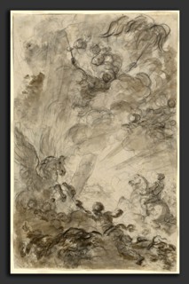 Jean-Honoré Fragonard, Bradamante Tries to Catch Hold of the Hippogryph [recto], French, 1732 -