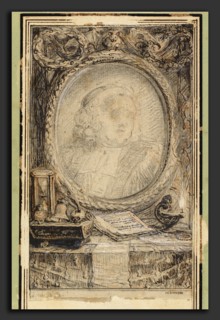Gabriel Jacques de Saint-Aubin, Allegorical Frame with a Bat, French, 1724 - 1780, c. 1769, pen and