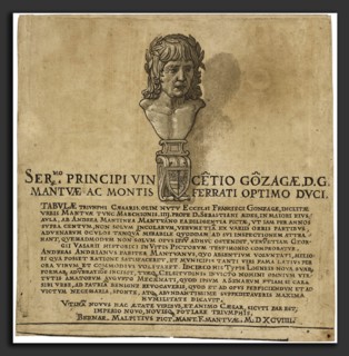 Andrea Andreani after Andrea Mantegna, The Triumph of Julius Caesar: Title Page, Italian, 1558-1559