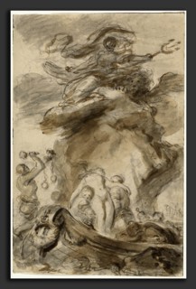 Jean-Honoré Fragonard, Angelica Is Exposed to the Orc, French, 1732 - 1806, 1780s, black chalk with