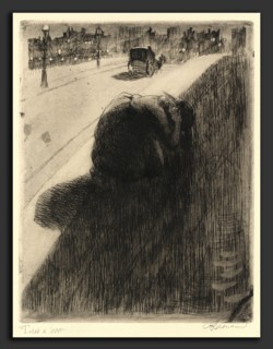 Albert Besnard, The Suicide (Le Suicide), French, 1849 - 1934, c. 1886, etching and aquatint in