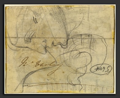 John Varley, Study of a Head in Profile, British, 1778 - 1842, gray wash and graphite on laid paper
