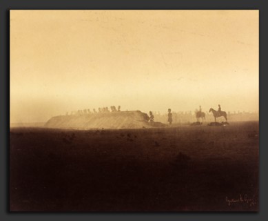 Gustave Le Gray, Cavalry Maneuvers, Camp de ChÃ¢lons, French, 1820 - 1884, 1857, albumen print from