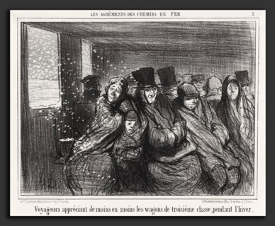 Honoré Daumier, Voyageurs appréciant de moins en moins les wagons de troisiÃ¨me classe, French,
