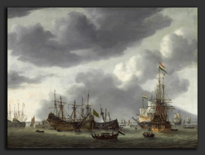 Reinier Nooms, called Zeeman (Dutch, 1624 - 1664), Amsterdam Harbor Scene, c. 1658, oil on canvas