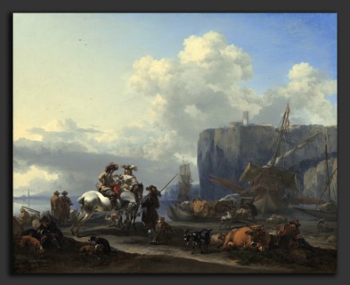 Nicolaes Pietersz Berchem (Dutch, 1620 - 1683), View of an Italian Port, early 1660s, oil on canvas