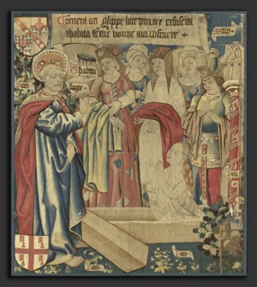 Netherlandish 15th Century, The Raising of Tabitha, c. 1460, tapestry: undyed wool warp, dyed wool