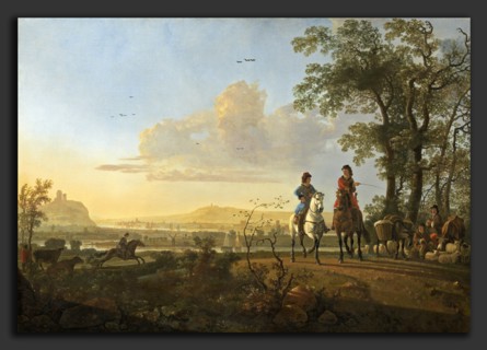 Aelbert Cuyp (Dutch, 1620 - 1691), Horsemen and Herdsmen with Cattle, 1655-1660, oil on canvas