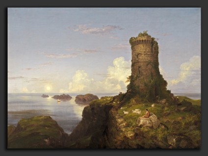 Thomas Cole, Italian Coast Scene with Ruined Tower, American, 1801 - 1848, 1838, oil on canvas