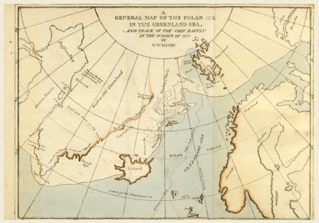 Map of the Polar Ice in the  Greenland Sea, in the year 1821, 19th century engraving