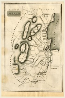 Map of the Town of Belfast, 19th century engraving, Northern Ireland