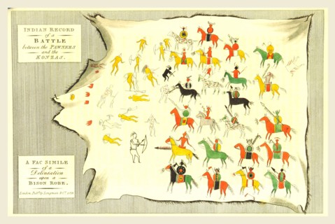 Indian record of a battle between the Pawnees and the Konzars. US, America, 1823