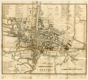 Map of Oxford, 1817, 19th century engraving