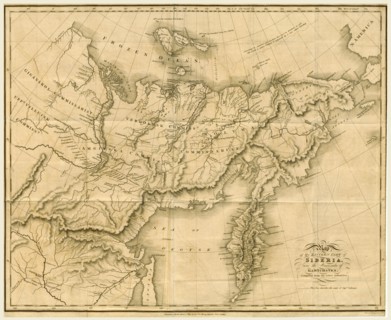 Map of the eastern part of Siberia, Kamtchatka,  during the year 1823, 19th century engraving