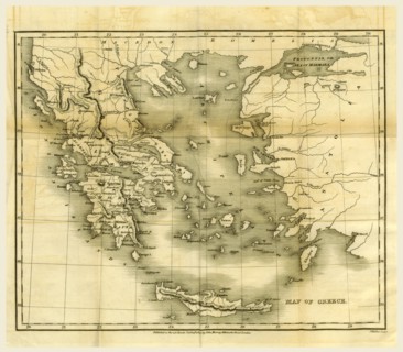 Map of Greece, in 1823 and 1824, 19th century engraving