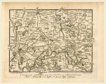 Map, Griffith's new historical description of Cheltenham and its vicinity, 19th century engraving,