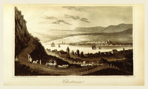 Travels in Norway, Sweden, Denmark, Christiania, 19th century engraving