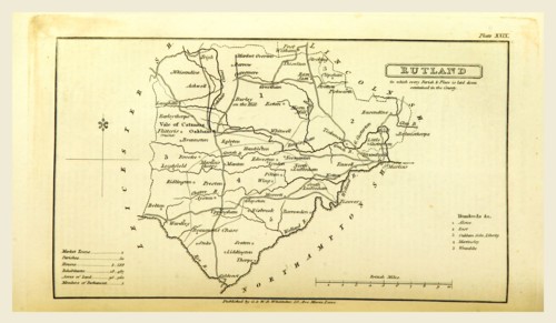 A Topographical Dictionary of the United Kingdom, Rutland map, UK, 19th century engraving