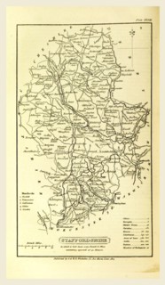 Staffordshire, map 1824, A Topographical Dictionary of the United Kingdom, UK, 19th century