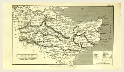 A Topographical Dictionary of the United Kingdom, Kent, UK, 19th century engraving