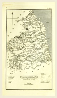 Northumberland map, 1824, UK, 19th century engraving