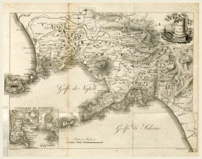 Map of Napels, Golf of Napels, Napoli e Contorni, Editore L. Galanti, Italy, 19th century engraving