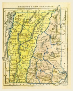 Vermont and New Hampshire, the Boston School Atlas, US, America, 19th century engraving