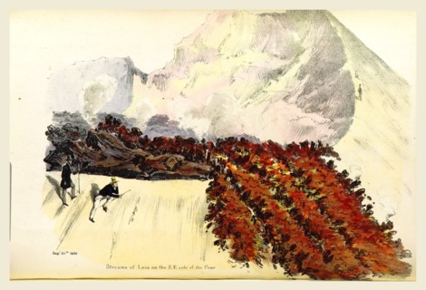 Sketches of Vesuvius, 19th century engraving, Italy