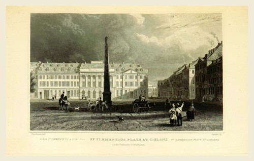 St. Clementius place, Koblenz, Germany, Tombleson's Views of the Rhine, Tombleson's Views of the