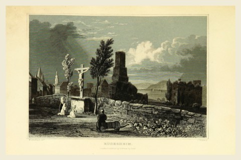 Rudesheim, Germany, Tombleson's Views of the Rhine, 19th century engraving