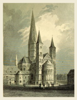 Bonn Cathedral,Tombleson's Views of the Rhine, 1832, 19th century engraving
