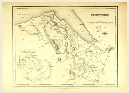 A Topographical Dictionary of Wales, Flintshire, 19th century engraving