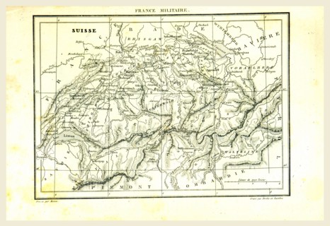 Switzerland, map, 19th century engraving